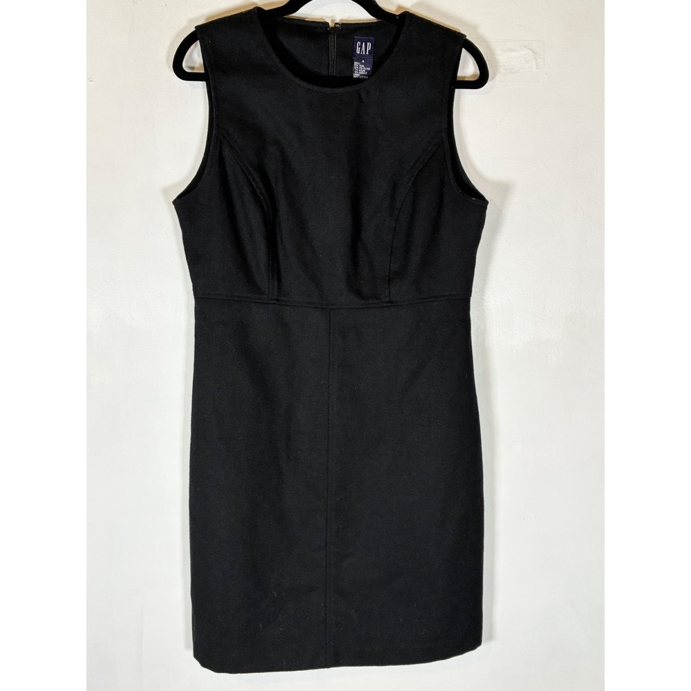 Gap Size 4 Black Wool Sheath Dress LBD Sleeveless Career Office Cocktail Date
